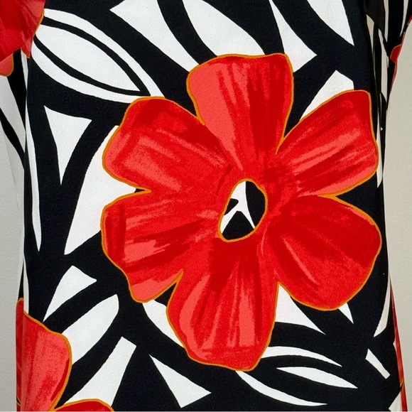 Alyx Red Black White Floral Sleeveless Midi Dress Women’s Size 12 - Picture 3 of 10